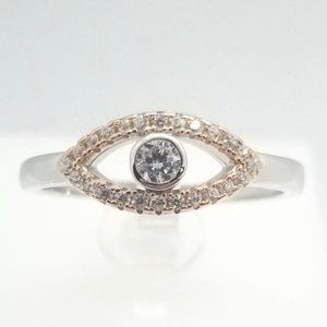 💖Rose Gold and Sterling Silver Evil Eye Ring